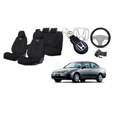 Imagem de Kit Personalizado Capas Tecido Estofado Assentos Civic 99-06 + Volante