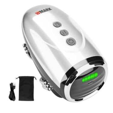 Imagem de WMARK Massageador de barbeiro/massageador portátil sem fio, carregador de pescoço/pernas/mão/massageador facial, 2 nós de massagem 2600 AMH, prata