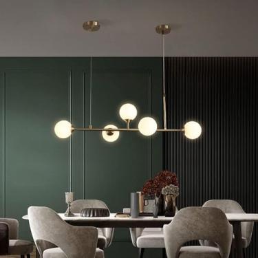 Imagem de Luzes pendentes de bolha modernas ajustáveis, lustre de globo de vidro de meados do século, compatível com cozinha, sala de estar e sala de jantar, lâmpadas de lustre