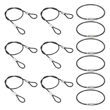 Imagem de PATIKIL Trava de cabo de segurança de 3,5 m, 6 peças, cabo de segurança revestido de aço inoxidável trançado de 0,08 diâmetro, corda de arame com laço duplo para bagagem, bicicletas, portas, pacotes