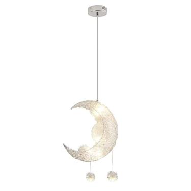 Imagem de lâmpada Criativa Estrela Lua Lustre Moderno Trançado Metal Led Pendurado Luz para Crianças Quarto Sala de Estar Decoração de Casa Luminárias lustre