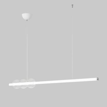 Imagem de Luminária pendente LED, moderna, linear, suspensa, luminária para ilha de cozinha, lustre branco minimalista, luzes de teto com globo de vidro para sala de jantar, mesa de bilhar, loja