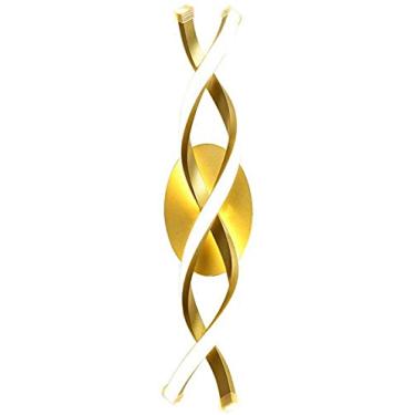 Imagem de Luminária de parede moderna em acrílico, luminária de parede LED com espiral dupla, 20 W, iluminação de luz quente, luminária de parede com acabamento dourado fosco, arandela simples de alum