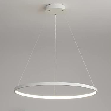 Imagem de Luminária pendente redonda moderna LED regulável com controle remoto Luminária pendente com altura ajustável Luz de teto Lustre de mesa de jantar para sala de estar Sala de jantar Lustre LED