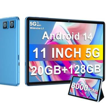 Imagem de DMOAO Tablet 2024 mais novo tablet de 11 polegadas Android 14 tablets com 128 GB + 20 GB (8 + 12 expansão) grande armazenamento, Octa-Core 2,0 GHz, 8000mAh, 5G WiFi, GPS, câmera 5 + 13 MP, Widevine
