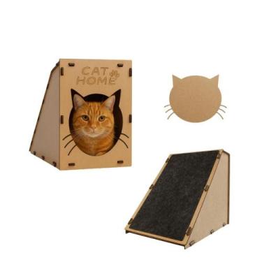 Imagem de Arranhador Gato Rampa Anti Estresse Brinquedo Toca Casinha Nicho Carpe