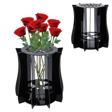 Imagem de UNICRAFTALE Vaso preto para flores artificiais para buquê de flores, vasos de quebra-cabeça de acrílico, suporte de exibição de rosas para flores de cerejeira, tulipas de girassol, narcisos, lótus