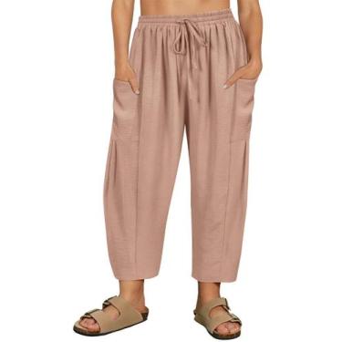 Imagem de Calças de praia CARCOS Plus Size para mulheres, caqui de verão, 2XL, 1