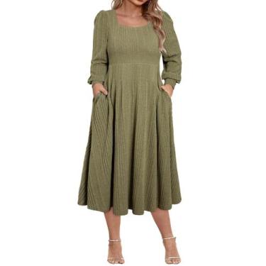 Imagem de Vestido Eytino Plus Size para mulheres curvilíneas, suéter tricotado v