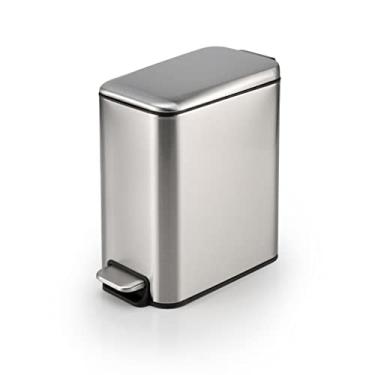 Imagem de Lixeira de interior papeleira de casa de banho papeleira retangular minimalista criativa caixote do lixo para sala de estar cozinha quarto casa de banho pedal silencioso caixote do lixo de aço