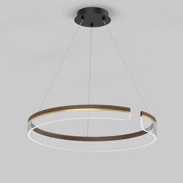 Imagem de YQSLQZZ Luzes de teto suspensas sobre a mesa de jantar, luminária pendente de sala de jantar de 15,7 polegadas, lustre de ilha de cozinha ajustável em altura, 25 watts, 3000k-6000k luzes variáveis de