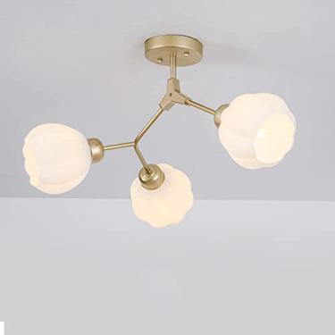 Imagem de YQSLQZZ Luminária de teto semi-embutida, lustre Sputnik dourado do norte da Europa, iluminação decorativa criativa pós-moderna para sala de estar quarto iluminação pendente