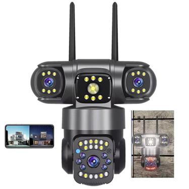 Imagem de Camera de Segurança Tres Lentes 360 Graus App Wifi Sensor Movimento Presença Microfone Audio Visao Noturna Residencial