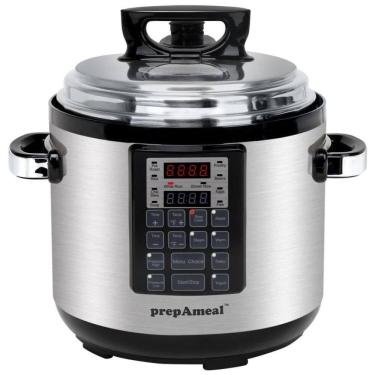 Imagem de Panela de Pressão Elétrica 6L com 8 Predefinições e Aço inoxidável, 110V 1000W, PREPAMEAL, Cinza