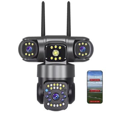 Imagem de Camera de Segurança Lente Tripla 360 Graus Wifi App Sensor Presença Microfone Audio Visao Noturna Vigilancia Residencial