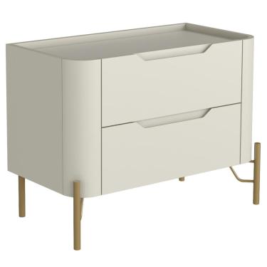 Imagem de Mesa De Cabeceira Orgânica 2 Gavetas Pés Industrial Dourado Bliss I03 Luna - Lyam Decor