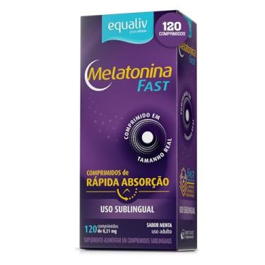 Imagem de Equaliv Melatonina Fast - Suplemento para Sono Reparador - Sem Glúten, Lactose e Açúcares - Sabor Menta, 210 mcg, 120 Comprimidos