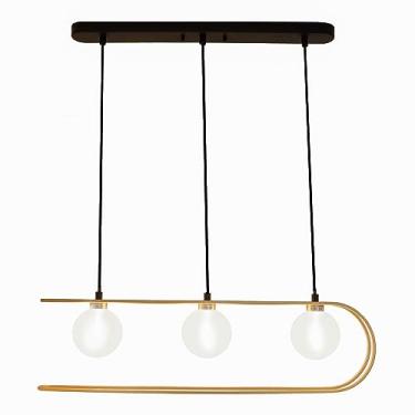 Imagem de PENDENTE BEAT PRETO E DOURADO (D)0CM (C)68CM (L)12CM (A)18CM 3X75W 0LM G9