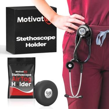 Imagem de Stethoscope Holder Kit – Hip Clip with Rotating Clip for Neck Pain Relief + 3 BONUSES: Stethoscope AirTag Holder, Stethoscope Replacement Covers/Ear Pieces (Classic III & IV), and Bag Hanger
