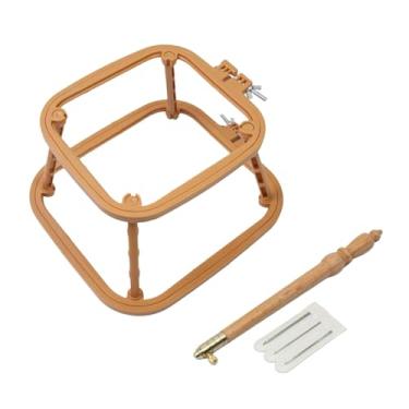 Imagem de Fancyes Suporte de mesa para bordado, bastidor para bordado, suporte, moldura leve para agulha perfurada, moldura para ponto cruz para costura, Cáqui
