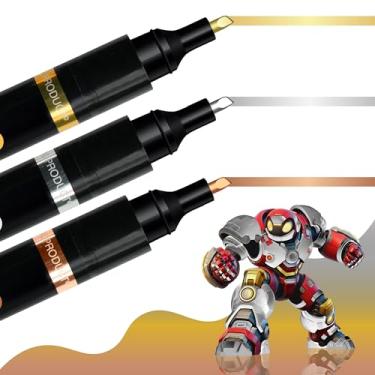 Imagem de Caneta marcador cromado para qualquer superfície | Caneta de tinta cromada para reparo, retoque, líquido refletor permanente, pintura de modelo, marcação ou projetos de arte DIY (marcadores cromados