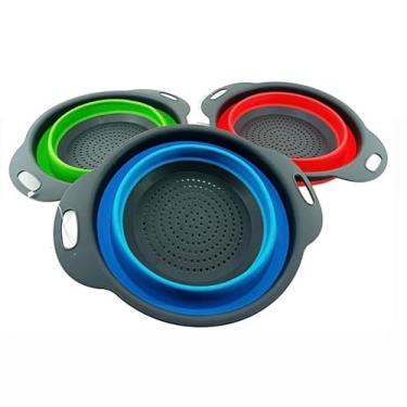 Imagem de Escorredor Dobrável Retratil de Silicone para Macarrão Massas Legumes Saladas e Frutas de Cozinha