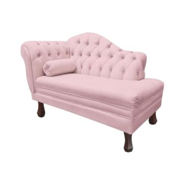 Imagem de Divã Elegante 120cm com Estrutura em Eucalipto - Design Moderno, Pés em Madeira Maciça e Altura Aconchegante para Ambientes Residenciais (Rosa Bebê)