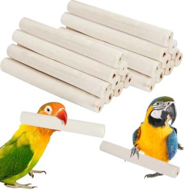 Imagem de MdakeGo 20 peças de brinquedo de mastigar papagaio de pássaro, brinquedo de mastigar macio de papagaio natural, brinquedos para pés de pássaro para calopsita conure, periquito, periquito, coelho