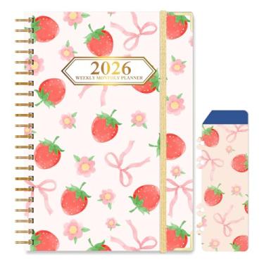 Imagem de Knagsfa Agenda mensal 2026, janeiro de 2026 a dezembro de 2026, agenda semanal mensal 16 x 21,6 cm com abas de página, calendário capa dura com bolso interno, faixa elástica, encadernação de fio duplo