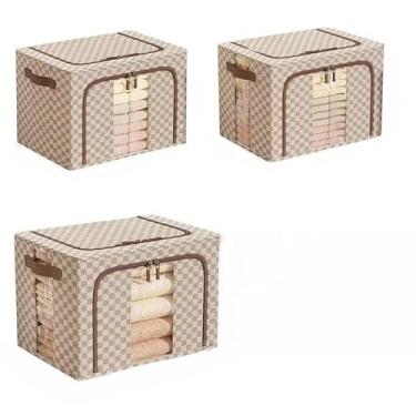 Imagem de Caixa Organizadora para Guarda-Roupa Dobrável com Visor Transparente - Organizador de Roupas, Brinquedos, Lençol e Edredom(xadrez PMG)