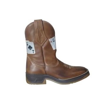 Imagem de Bota Texana Masculina Couro Cano Alto Solado Jump Baralho (Médio, BR, Adulto, Numérico, 44)