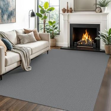 Imagem de EARTHALL Tapetes laváveis para sala de estar, antiderrapante, 1,8 m x 1,8 m, tapete de algodão emborrachado para sala de jantar, tapete trançado para sala de estar, quarto, sala de jantar, cinza