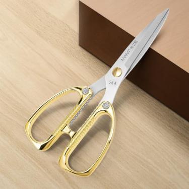 Imagem de Tesoura dourada premium, lâminas afiadas multiuso de aço inoxidável - tesouras de cozinha ou tesoura de corte de fita