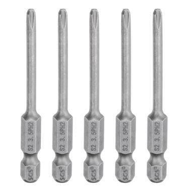 Imagem de 5 peças de chave de fenda Phillips número 2 PH2 1/10.2 cm haste sextavada 2,56" (65 mm) de comprimento magnético S2 aço grau industrial broca elétrica cabeça cruzada brocas elétricas 0,138" (3,5 mm