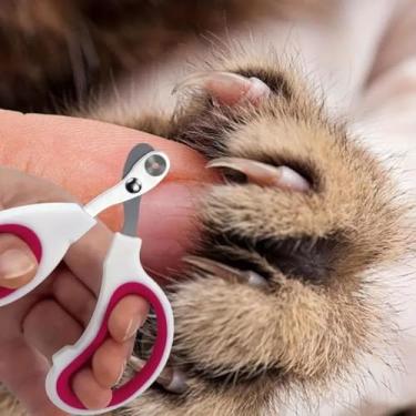 Imagem de 1 cortador de unhas para animais de estimação, tesoura de aço inoxidável para gatos/cães com proteção de segurança, ferramenta profissional de cuidados para aparar garras com precisão - laranja