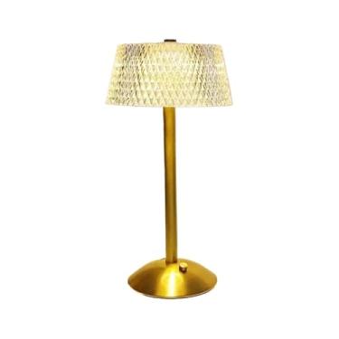 Imagem de Luminária de Mesa LED de Cristal com Toque | Abajur Recarregável Sem Fio 3 Cores Dimerizável para Quarto e Decoração Moderna (Modelo-C)
