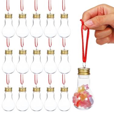 Imagem de STOBAZA Pacote com 25 bolas de enfeite de plástico transparente, bolas de pendurar transparentes para projetos de artesanato em casa, casamento, decoração de árvore de Natal - 7,5 x 3,8 x 3,8 cm