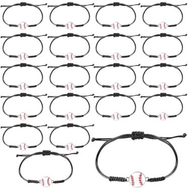 Imagem de 20 pulseiras esportivas ajustáveis, pulseiras esportivas de lembrancinhas de festa, pulseiras esportivas com pingente inspirador, bola de tênis, basquete, futebol, beisebol, pulseiras para presentes