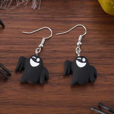 Imagem de 5 peças de brincos de Halloween para mulheres, abóbora, fantasma, gato, roupas de Halloween, acessórios de bijuteria, 2inch, Liga de aço, Sem pedra preciosa