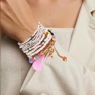 Imagem de Pulseira elástica Boho com contas coloridas empilháveis de contas de cristal modernas bijuterias presentes para mulheres, F, Aço inoxidável, Sem Pedra Preciosa