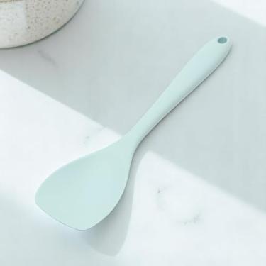 Imagem de Generic Espátula de cozinha cobertura total pá de cabeça chata pá de bico de pato tamanho grande seguro para lava-louças silicone azul 27,8 x 5,8 cm