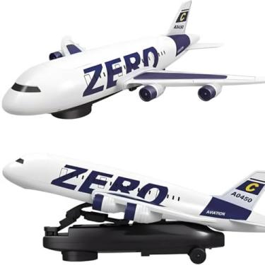 Imagem de ZERO Aviation Avião de Brinquedo A0450, Plástico, Branco e Azul Marinho, Com Luzes e Som, Movimento Automático, Para Crianças Acima de 3 Anos