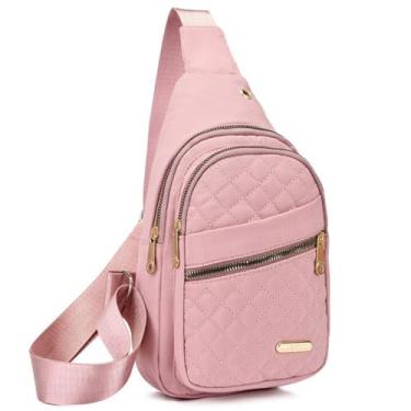 Imagem de Mochila tiracolo tiracolo para mulheres, bolsa de peito, mochila tiracolo masculina, viagem, esporte, corrida, caminhada, pochete, rosa, Small, Bolsas de ombro