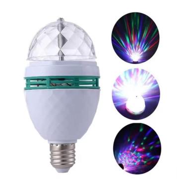 Imagem de Lampada Led Luz Muda Cor Festa Rgb Giratoria Strobo Cromoterapia Colorida Globo Discoteca Luminacao Bivolt