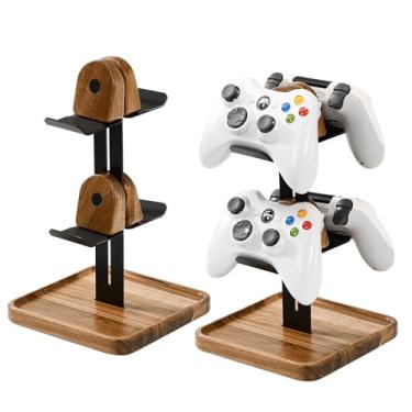 Imagem de blingwider Game Controller Wood Stand for Desk, Adjustable 2 Tiers Game Controller Holder for PS/Xbox/Switch/Nintendo,Universal Storage Organizer for Desk Gaming Accessories,Solid Wood,Black