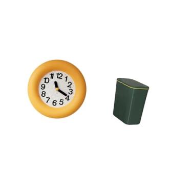 Imagem de Fenteer Relógio de Parede Silencioso Contemporâneo para Cozinha, Sala de Jantar E Quarto, com Suporte para Lixeira Que Economiza Espaço, Ideal para Banheiro E