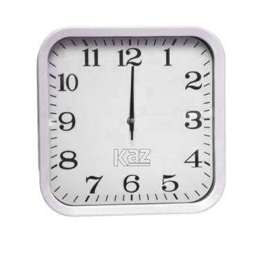 Imagem de Relógio de Parede Quadrado, 30 cm, Moldura Prata, Fundo Branco