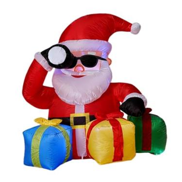 Imagem de Esquirla Enfeite inflável de Natal do Papai Noel com luzes, decoração criativa para jardim, inverno, área externa e pátio.