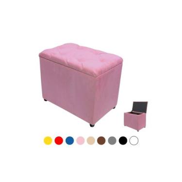 Imagem de Puff Retangular Baú Moderno Espaçoso Pufe Decorativo - Realizar, Rosa 