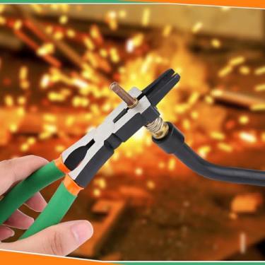Imagem de Alicate de soldagem MIG de 17 cm, limpador de bocal, alicate de corte de fio de face plana para soldagem profissional, cortador de fio temperado, ferramenta multifuncional para raspagem de respingos e